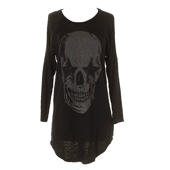 new Lauren Moshi ★ Star Eye Skull Mini Dress ★ Blk - Picture 4 of 14